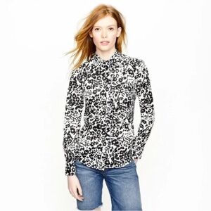J. Crew Black and White Leopard Print Top‎